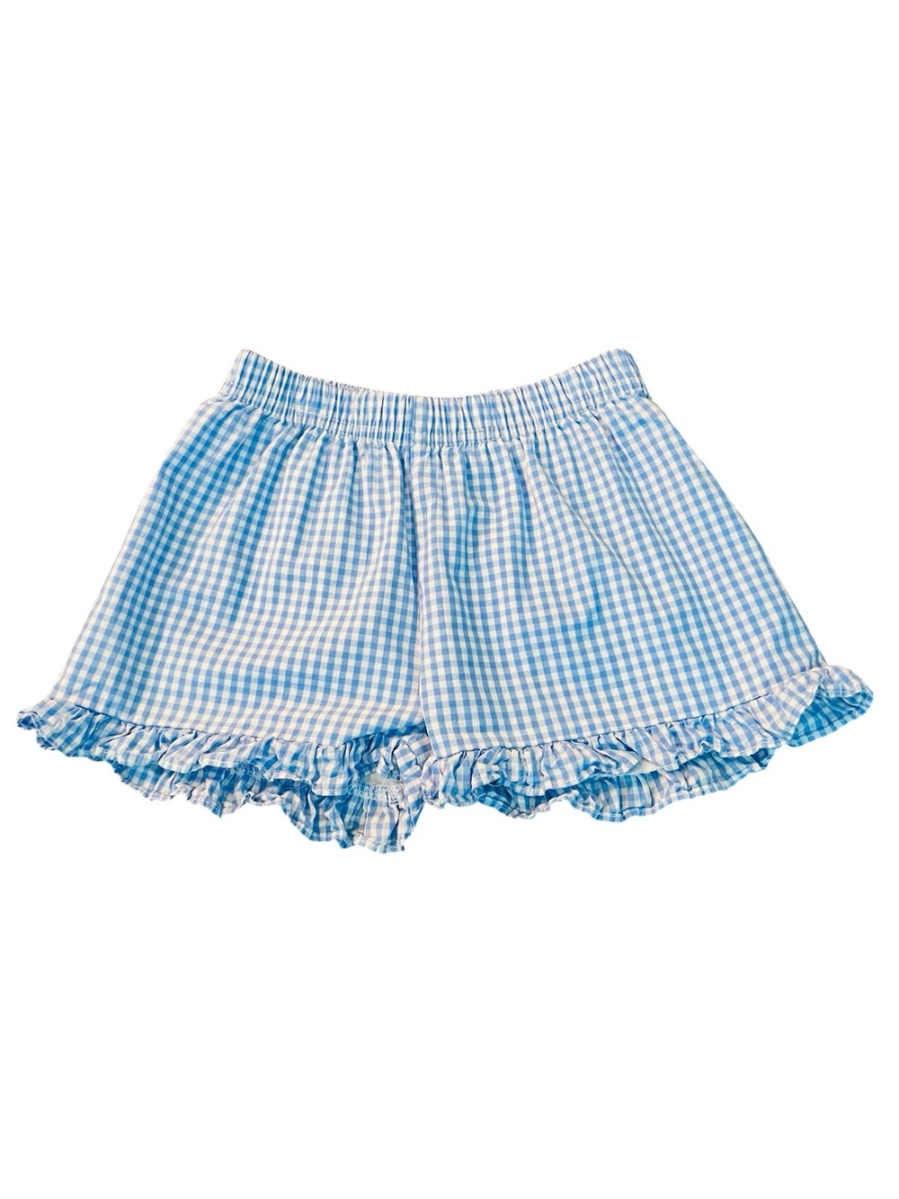Cecil And Lou Girls' Light Blue and White Gingham Ruffle Shorts Size 2T